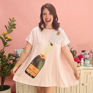 Queen of Sparkles Pink Popping Champagne Dress